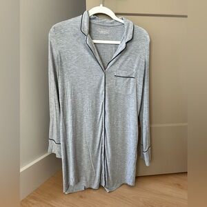 Victoria's Secret Light Gray Pajama Top with Black Piping